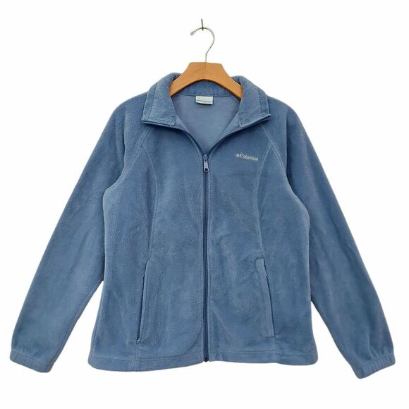 Columbia Jackets & Blazers - Columbia Fleece Jacket Womens Medium Blue Zip-Up Mock Neck Cozy Outdoor Hiking